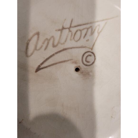 Anthony Freeman McFarlin Pedestal Planter Vase MCM Signed Cream Scallop Bowl - Picture 2 of 8